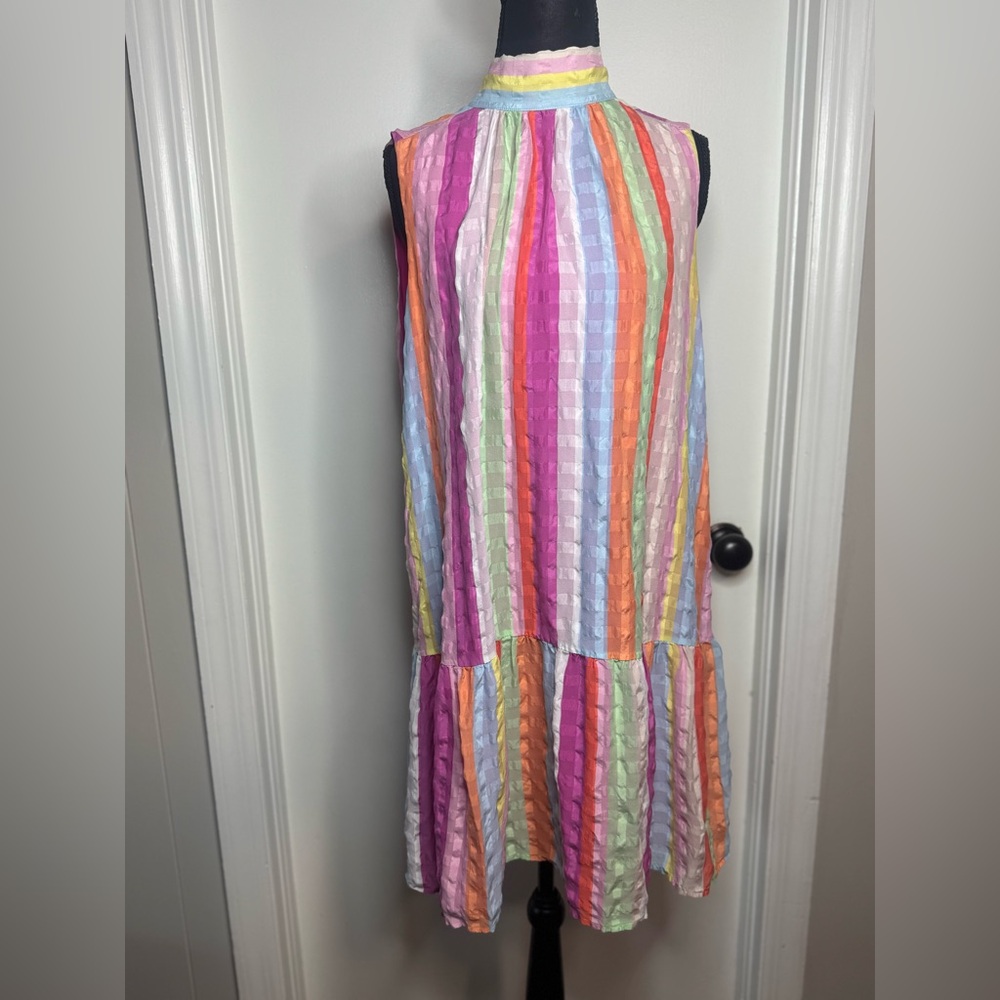 Marie and Oliver 100% Silk Multicolor Sleeveless Mini Women’s Dress Size Medium
